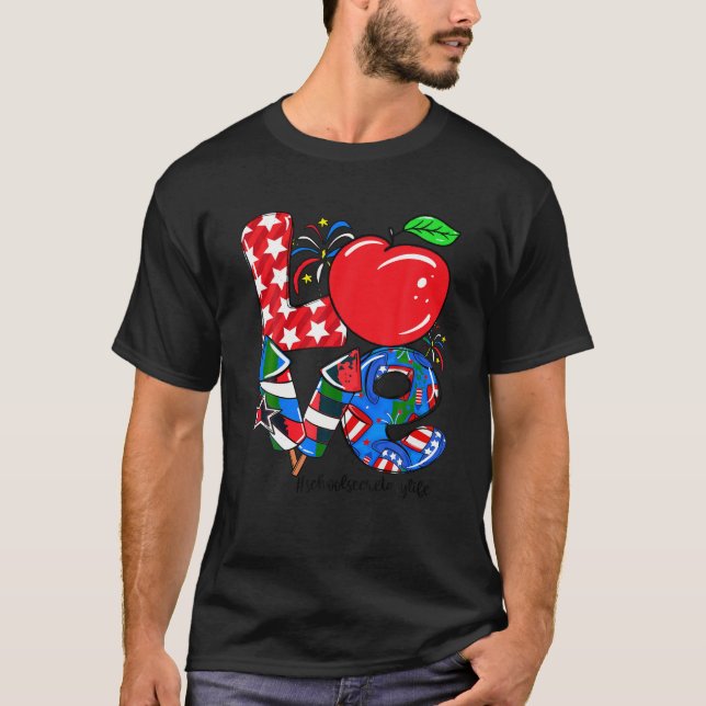 T-shirt 4 juillet Secrétaire d'école Femmes Hommes América (Devant)