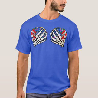 T-shirt 4 juillet Squelette tenant la main Donuts Américai