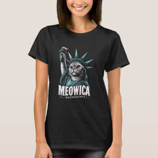 T-shirt 4 juillet Statue de la Liberté Chat Meowica Indépe