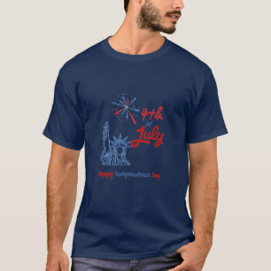 T-shirt "4 juillet" Statue de la Liberté Feu d'artifice