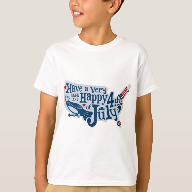 T-shirt 4 juillet Sûr Et Heureux (Devant)