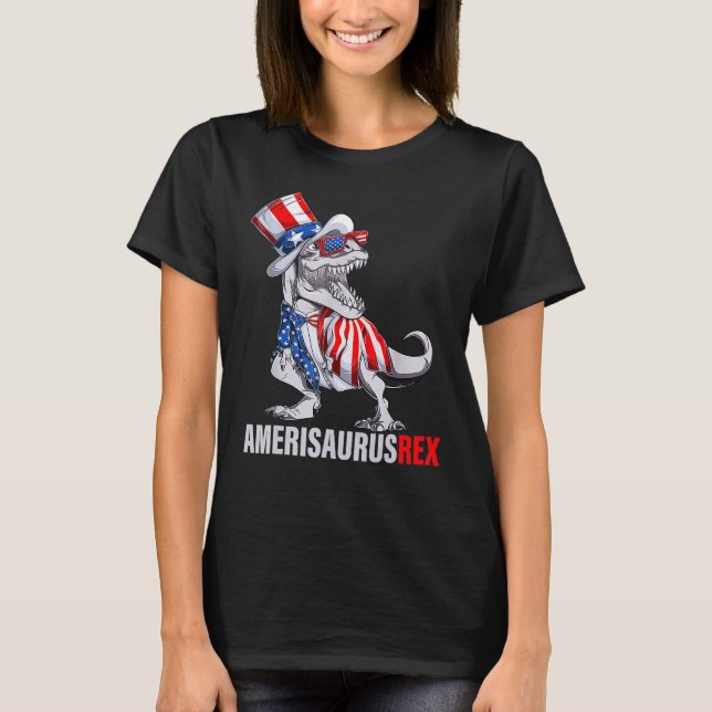 T-shirt 4 juillet T Rex Dinosaur Amerisaurus Rex Boys Ki (Devant)