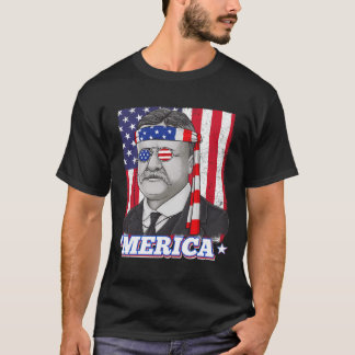T-shirt 4 juillet Theodore Roosevelt Merica Patriotique US