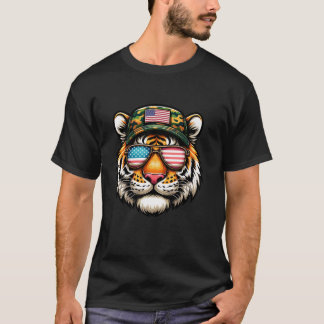 T-shirt 4 juillet Tiger USA Drapeau Papa Père Amérique Hom