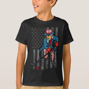 T-shirt 4 juillet Uncle Sam Ice Hockey US Drapeau US Homme