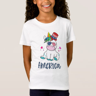 T-Shirt 4 juillet Unicorne avec les États-Unis Drapeau lun