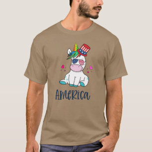 T-shirt 4 juillet Unicorne avec les États-Unis Drapeau lun