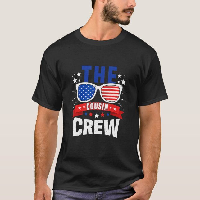 T-shirt 4 juillet Us Drapeau Popsicl L'Équipage Cousin 7 (Devant)