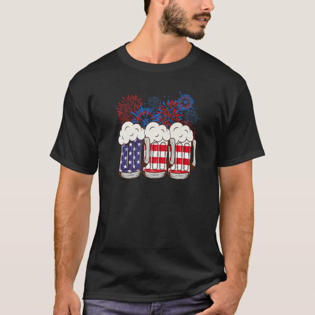 T-shirt 4 juillet US Fun Drapeau Américain Fun Firework Be (Devant)