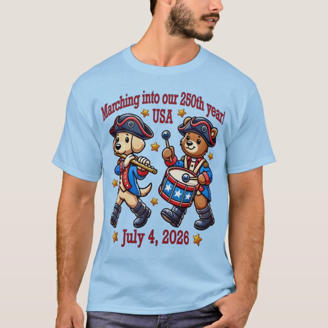 T-shirt 4 juillet USA 250e anniversaire Semiquincentenaire (Devant)