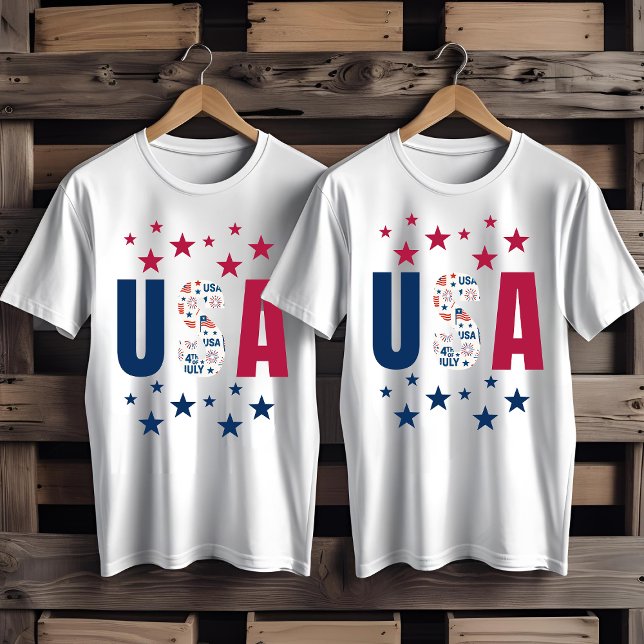 T-shirt 4 juillet USA avec étoiles (Créateur téléchargé)