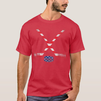T-shirt 4 juillet USA Drapeau Hockey Patriotique Hockey Lo