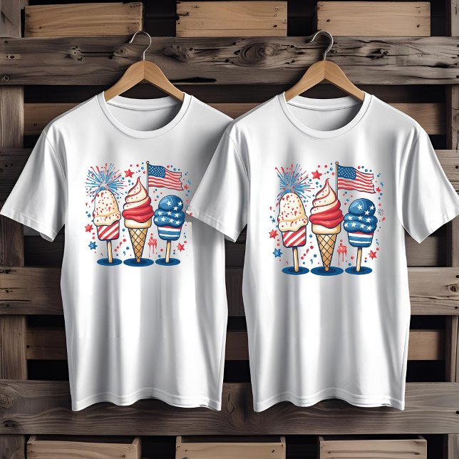 T-shirt 4 juillet USA Fireworks de crème glacée (Créateur téléchargé)