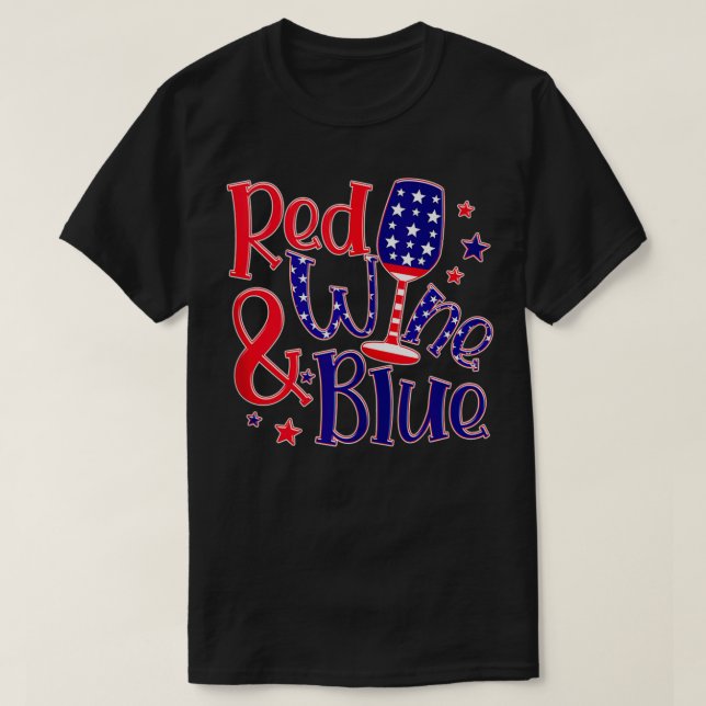 T-shirt 4 juillet Vin Rouge Et Bleu Amusant Amérique USA F (Design devant)