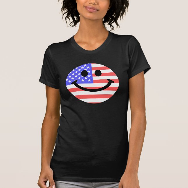 T-shirt 4 juillet visage de drapeau américain (Devant)