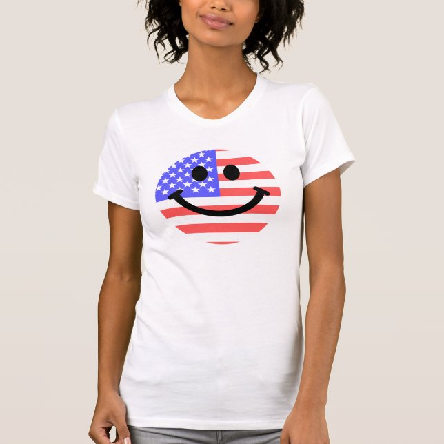 T-shirt 4 juillet visage de drapeau américain (Devant)