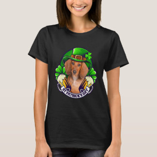 T-shirt 4 Leaf C Dachshund Holding Bière St Patrick Shirt