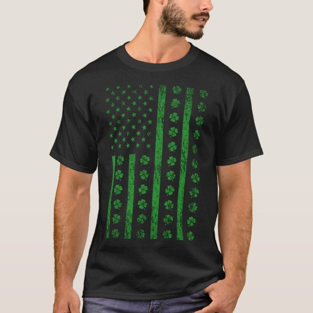 T-shirt 4 Leaf C US Drapeau St Patrick s Day St Paddle Day (Devant)