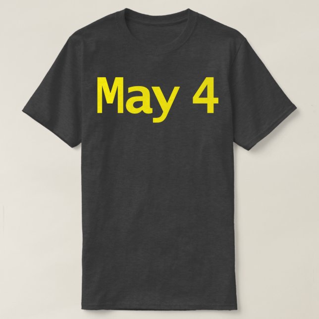 T-shirt 4 mai Typographie en texte jaune (Design devant)