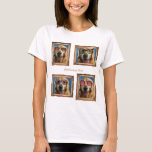T-shirt 4 Photo Collage Chiens Vintages Chiens de cadre An