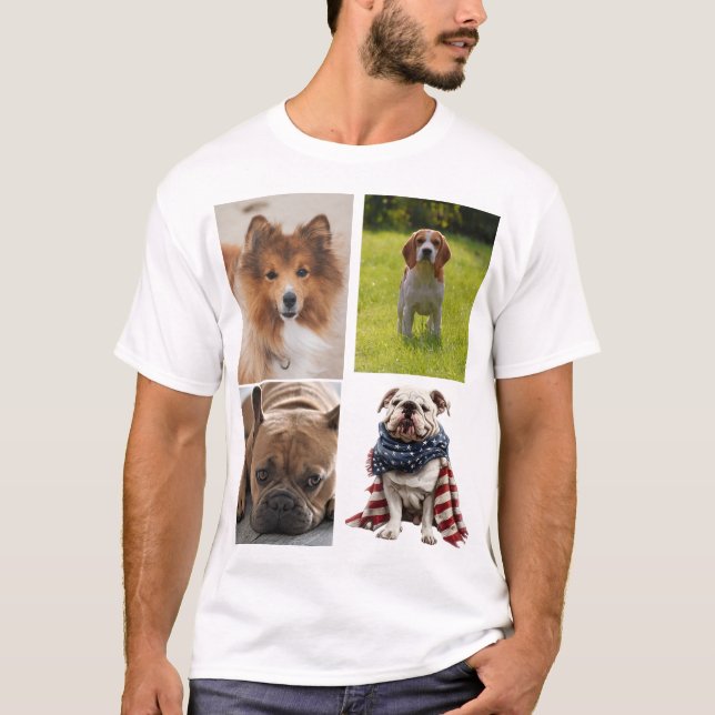 T-shirt 4 Photo Collage Dog Lover Pet (Devant)