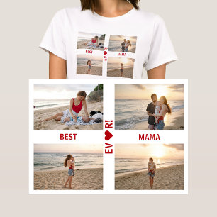 T-shirt 4 Photos Meilleure maman Jamais Coeur Photo Collag