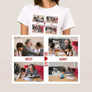 T-shirt 4 Photos Meilleure Tante Jamais Coeur Amour Collag