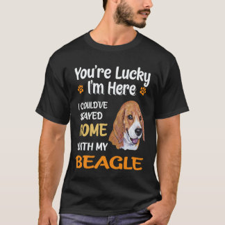 T-shirt 4 Resté à la maison avec mon Beagle