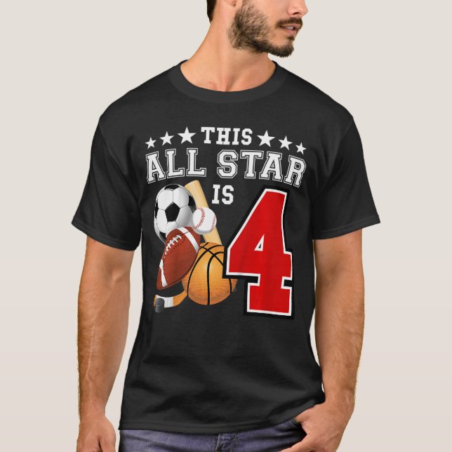 T-shirt 4 Year Old Sports Star Birthday Party All Sport 4t (Devant)