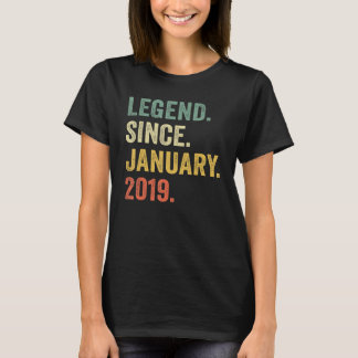T-shirt 4 Years Old  Legend Since January 2019 4th Birthda