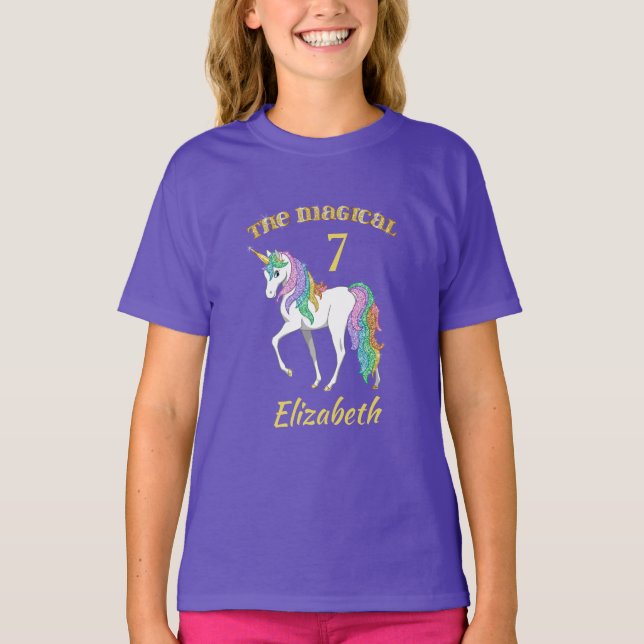 T-shirt 4e 5e 5e 6e 7e anniversaire Unicorn (Devant)