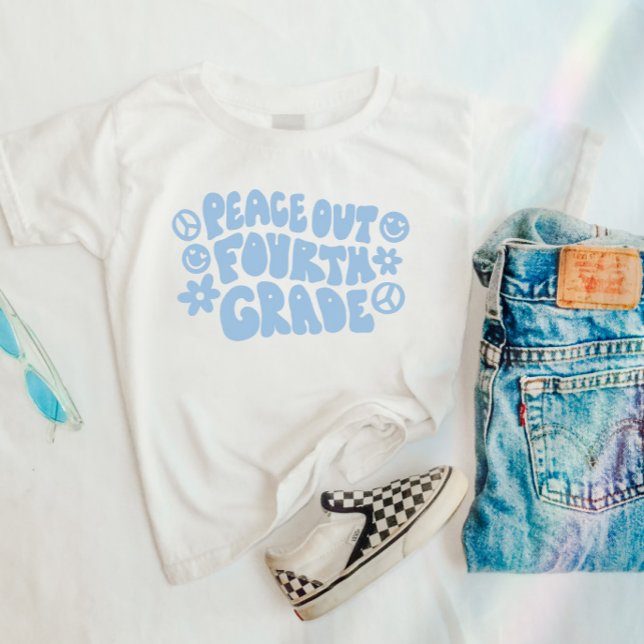 T-shirt 4e année en bleu pour enfants Peace Out (Créateur téléchargé)