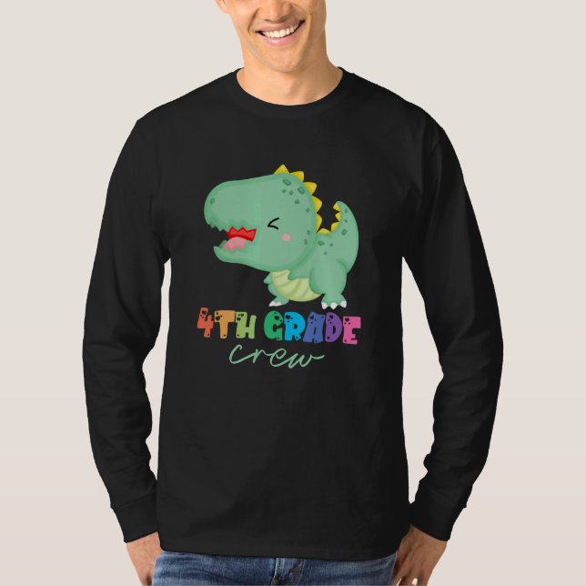 T-shirt 4e Année Équipe Cute Dinosaur Premier Jour De L'Éc (Devant)