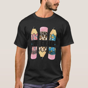 T-shirt 4e année léopard crayon enseignant élèves retour à