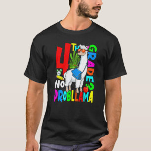 T-shirt 4e année Llama sans problème Retour à l'école Prem