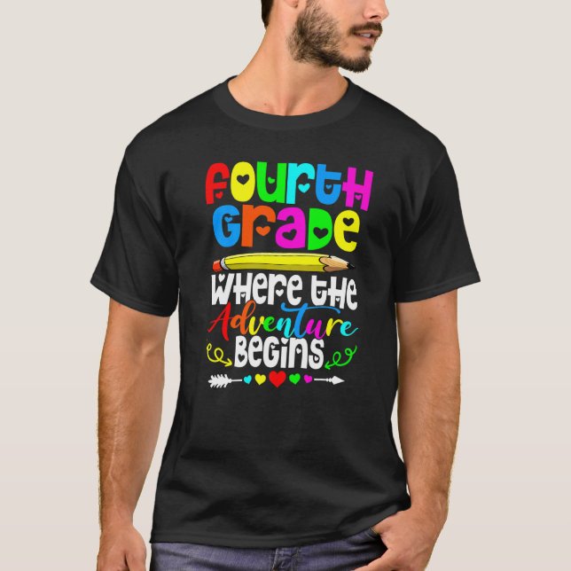 T-shirt 4e année où l'aventure commence 4e année  (Devant)