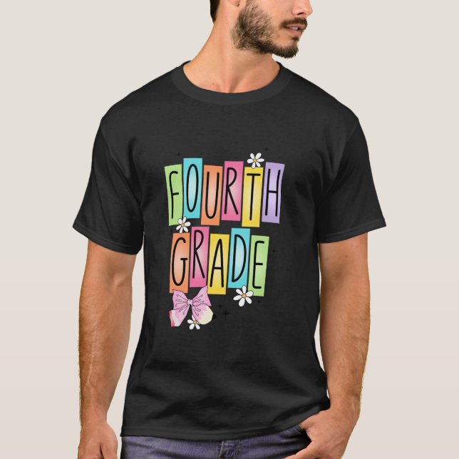 T-shirt 4e année Retour à l'école Coquette Bow pour filles (Devant)