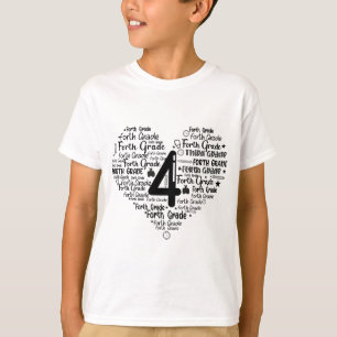 T-shirt 4e année Retour à l'école Word Typographie d'art