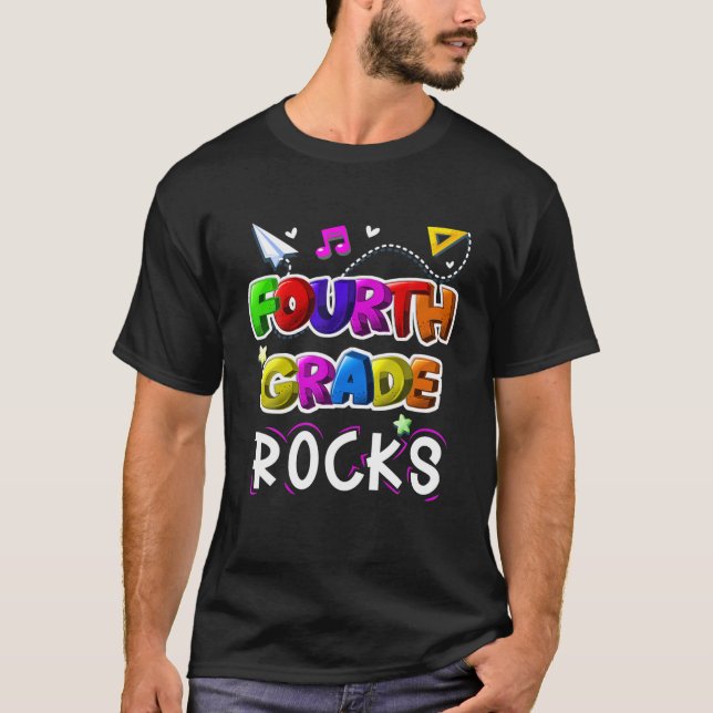 T-shirt 4E Année Rocks 4E Année Retour À L'École Cadeau (Devant)