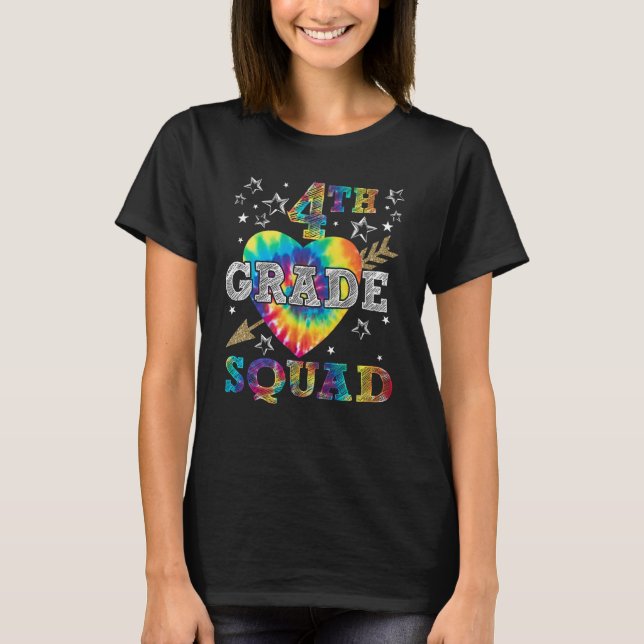 T-shirt 4e année Squad Tie Dye Retour à l'école Enseignant (Devant)