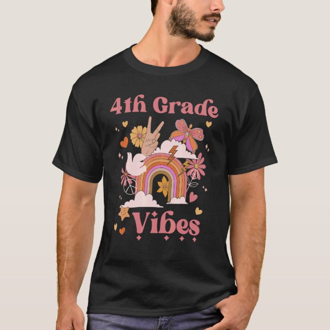 T-shirt 4e année Vibes École Super Retro Girl Boho Rain (Devant)