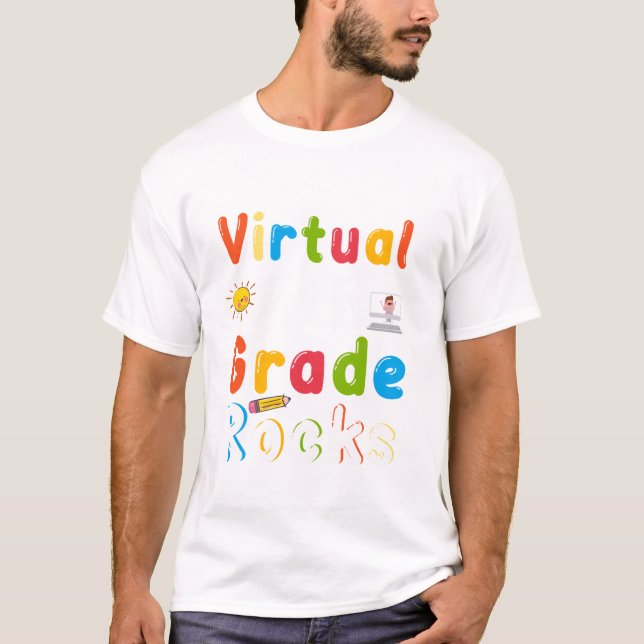 T-shirt 4e année virtuelle Rocks Retour à l'enseignement s (Devant)