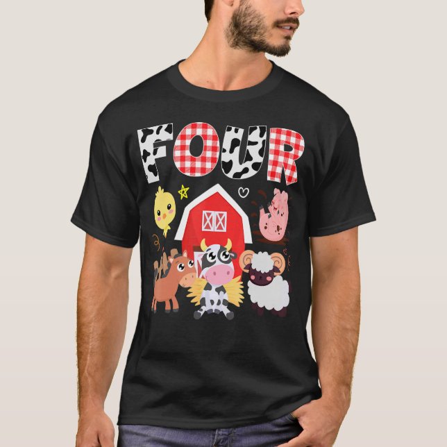 T-shirt 4e anniversaire 4 ans ferme thème Animaux Birmanie (Devant)
