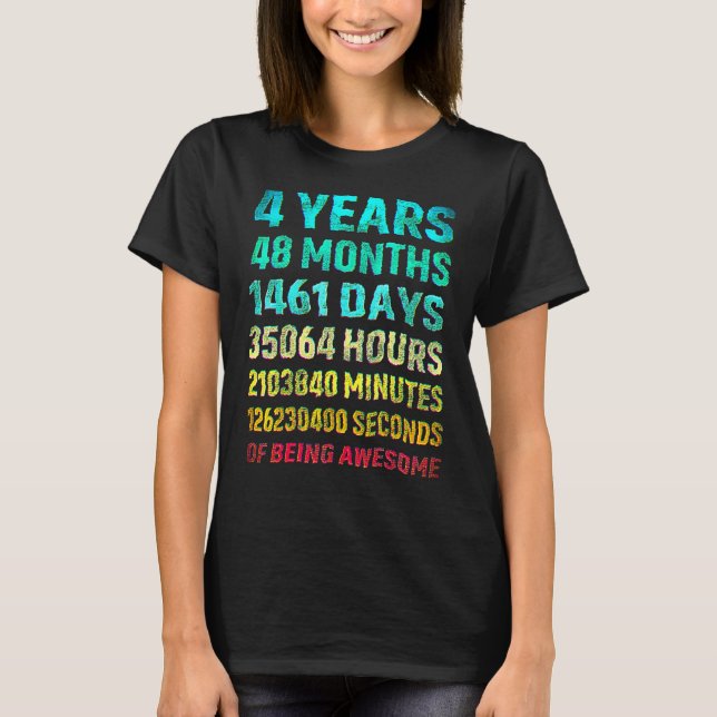 T-shirt 4e anniversaire 4 ans Garçons Filles Fête Enfants  (Devant)