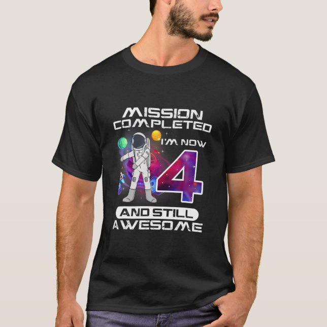 T-shirt 4E Anniversaire Astronaut Espace Lover 4 Ans Bda (Devant)