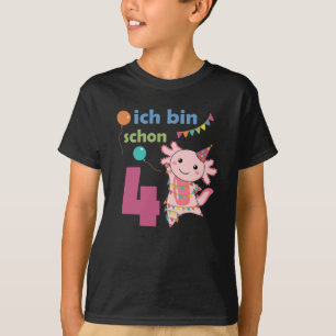 T-shirt 4e anniversaire Axolotl Quatre ans animaux doux