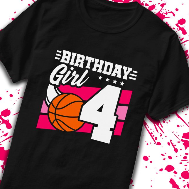 T-shirt 4e anniversaire Basketball Anniversaire 4 ans fill (Créateur téléchargé)