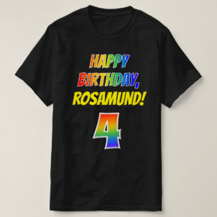 T-shirt 4e anniversaire — Bold, Fun, Rainbow 4, Nom person