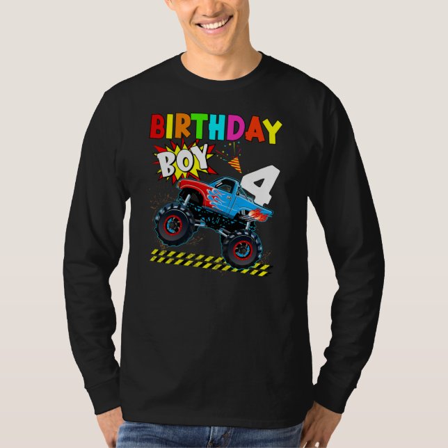 T-shirt 4e anniversaire Boy Blaze 4 an Vieux Monster Camio (Devant)
