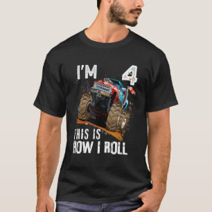 T-shirt 4e anniversaire C'est comment je roule Monster Tru